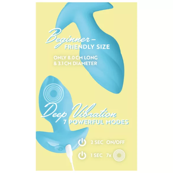 Cuties Mini - plug anal vibrant - silicone bleu