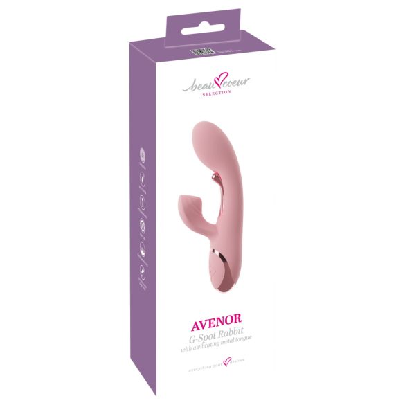 Beau Coeur Avenor - vibromasseur point G avec languette et stimulateur clitoridien (rose)