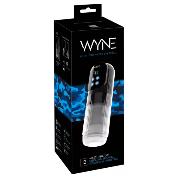 WYNE 12 - masturbateur rechargeable à succion, rotation et vibration (noir)