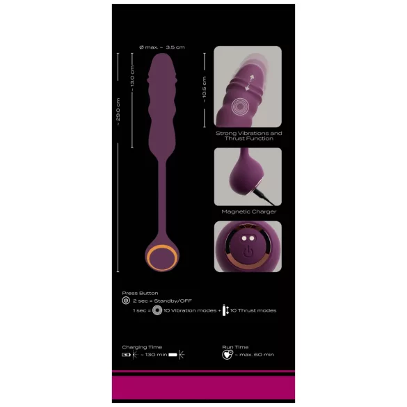 Javida - œuf vibrant rechargeable avec fonction de va-et-vient (violet)