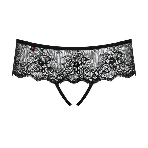 Obsessive Merossa - string ouvert femme avec strass - noir - L/XL