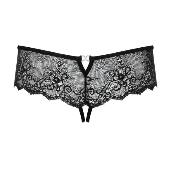 Obsessive Merossa - string ouvert femme avec strass - noir - L/XL