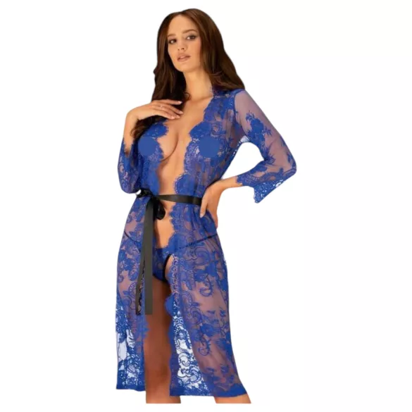 Obsessive Cobaltess - Peignoir dentelle bleu - L/XL