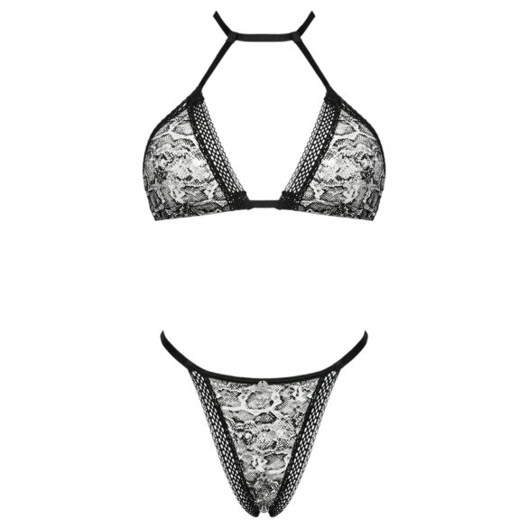 Obsessive Xenita - ensemble soutien-gorge motif translucide (gris)
