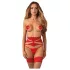 Obsessive Matildea - porte-jarretelles dentelle à chaînes - rouge - L/XL