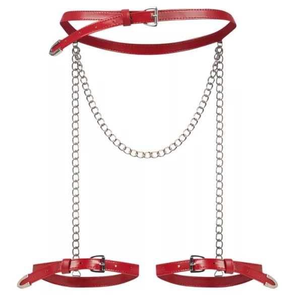 Obsessive Inferro - harnais de cuisse chaîne effet cuir - rouge