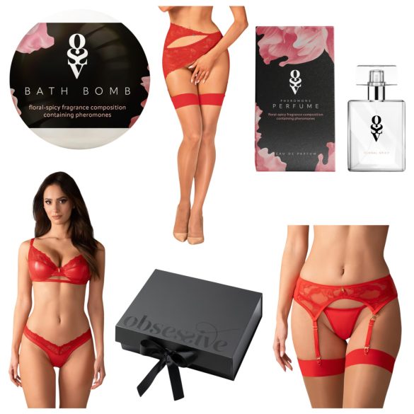 Obsessive - Coffret lingerie 6 pièces - rouge