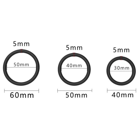 Men's Play - set de cockrings - 3 tailles - silicone noir