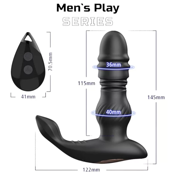 Men's Play - stimulateur prostatique vibrant va-et-vient - silicone noir