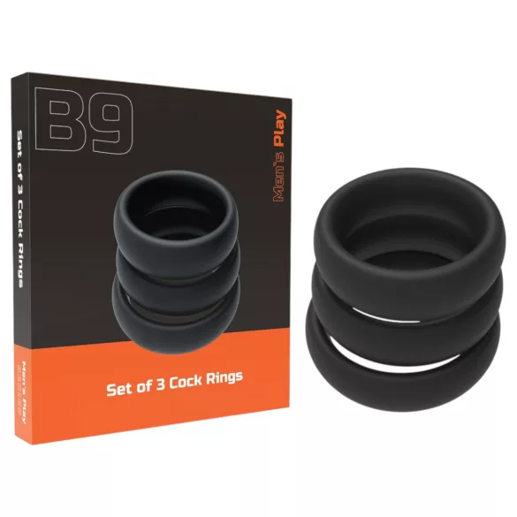 Men's Play - lot de 3 cockrings épais - silicone noir