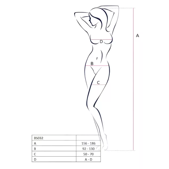 Passion BS032 - body résille ouvert - rouge - taille S-L