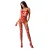 Passion BS058 - Combinaison résille ouverte (rouge) - S-L