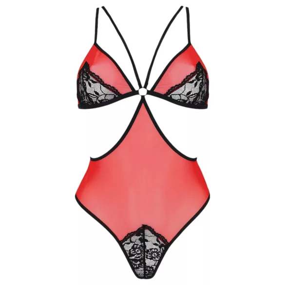 Passion Peonia - body avec découpes latérales (rouge) - L/XL