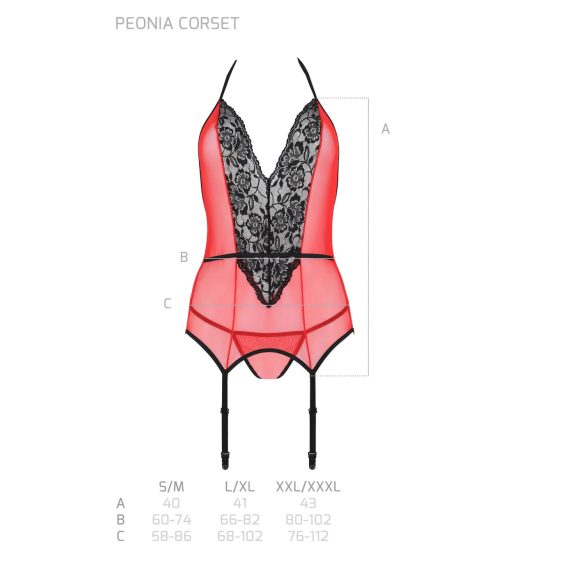 Passion Peonia - ensemble haut et string - rouge - L/XL
