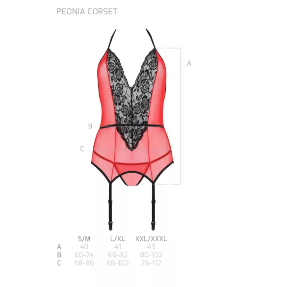 Passion Peonia - ensemble haut et string - rouge