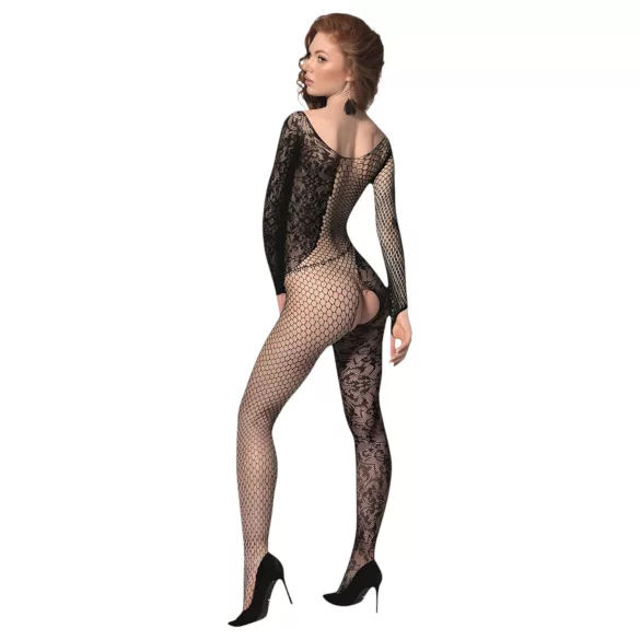 Passion BS107 - body résille motif floral - noir - taille S-L