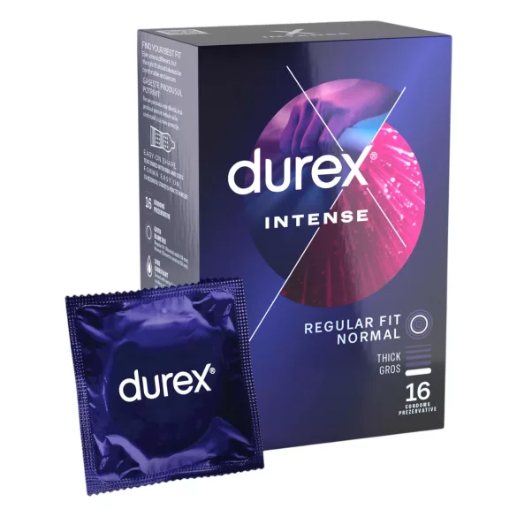 Durex Intense - préservatif nervuré et à pois - boîte de 16 pièces
