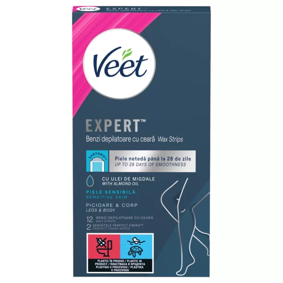 Veet Expert - bandes de cire prêtes à l’emploi - peau sèche - 12 unités