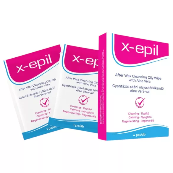 X-Epil - Lingettes huileuses post-épilation - Aloe Vera - 4 pièces