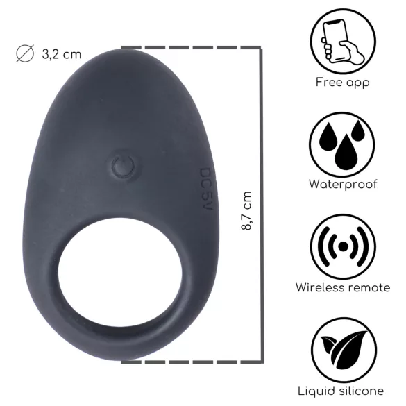 Desirel Halo - anneau pénien vibrant connecté - silicone noir