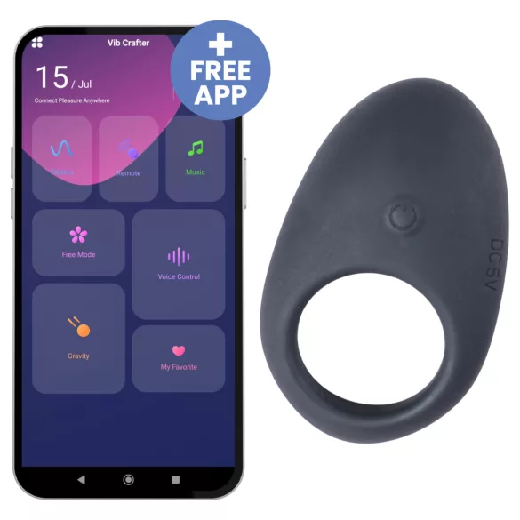 Desirel Halo - anneau pénien vibrant connecté - silicone noir