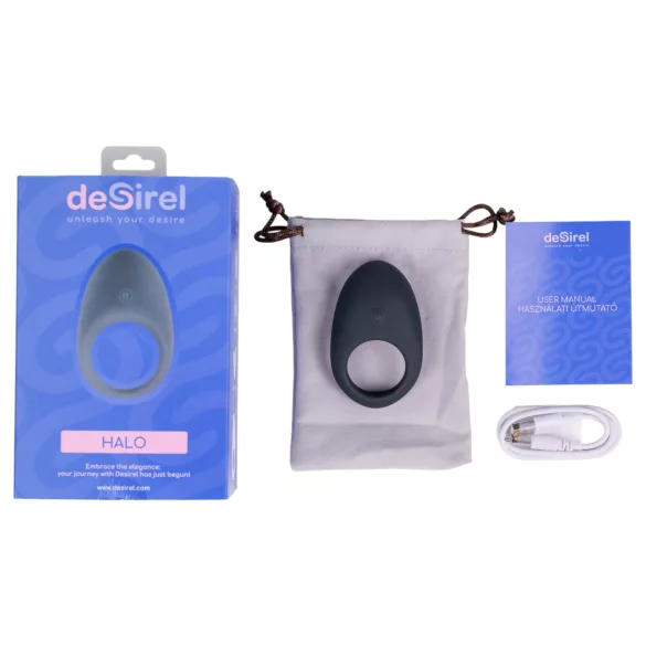 Desirel Halo - anneau pénien vibrant connecté - silicone noir