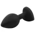 Sunfo - plug anal en silicone - bijou cœur pierre bleue - noir