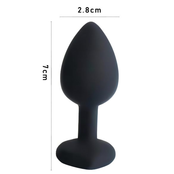 Sunfo - plug anal en silicone - bijou cœur pierre bleue - noir