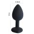 Sunfo - plug anal en silicone - bijou cœur pierre bleue - noir