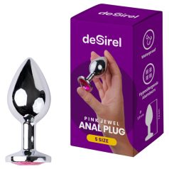 Desirel - plug anal S - bijou rose - métal argenté et rose