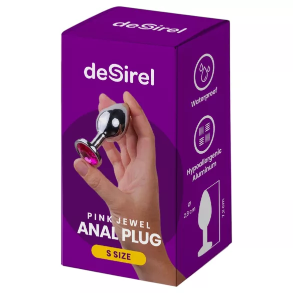 Desirel - plug anal S - bijou rose - métal argenté et rose