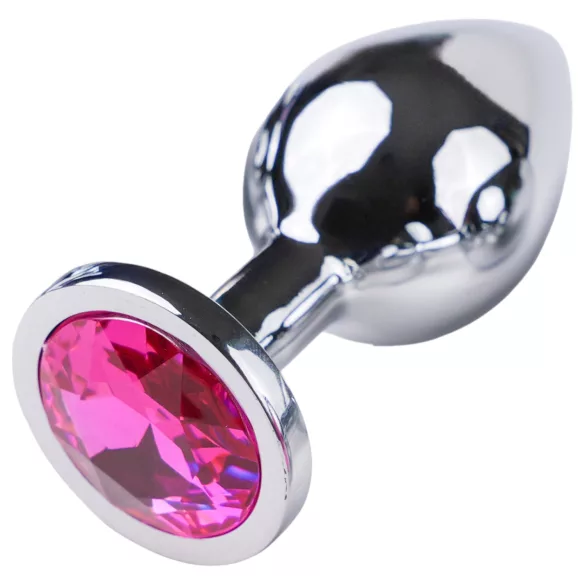 Desirel - plug anal S - bijou rose - métal argenté et rose