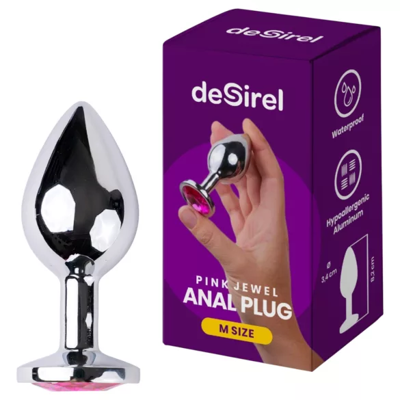 Desirel - plug anal bijou rose - métal argenté/rose - taille M
