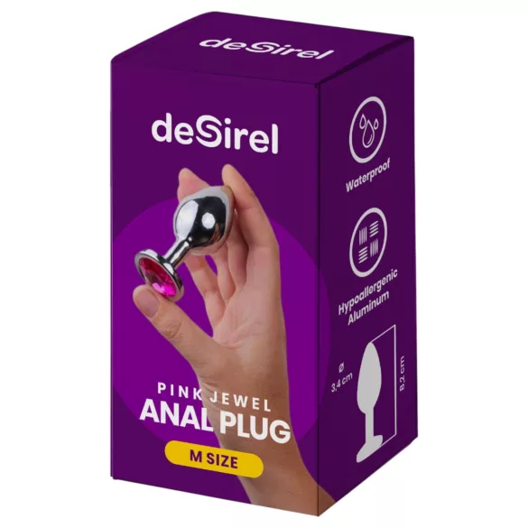 Desirel - plug anal bijou rose - métal argenté/rose - taille M