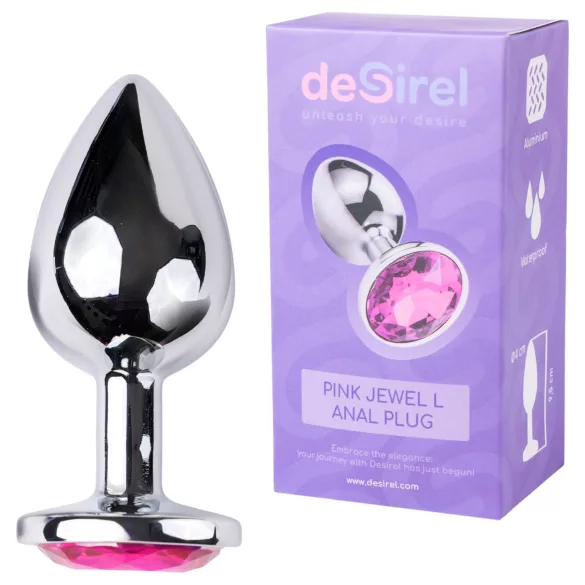 Desirel - plug anal - bijou rose L - argent/rose
