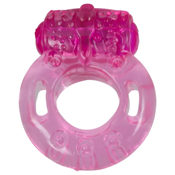 Anneau pénien vibrant jetable - silicone rose