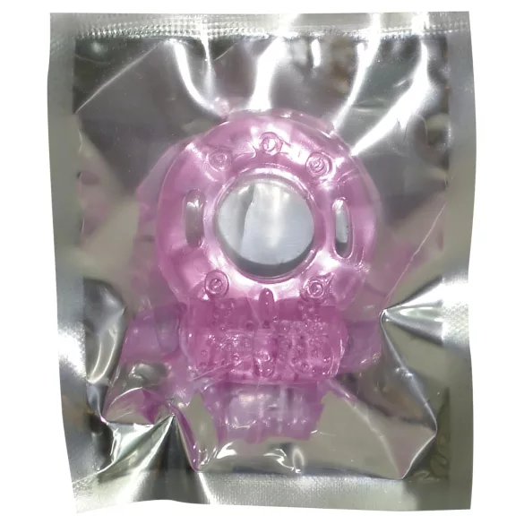 Anneau pénien vibrant jetable - silicone rose