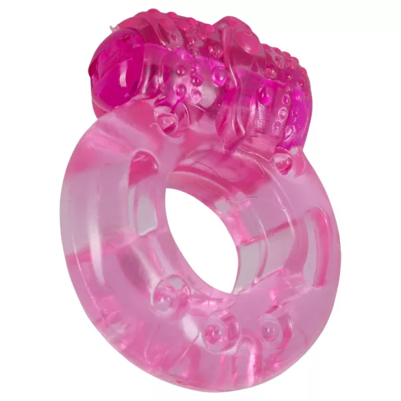 Anneau pénien vibrant jetable - silicone rose