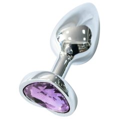   Sunfo - plug anal métal bijou cœur pierre violette - argent