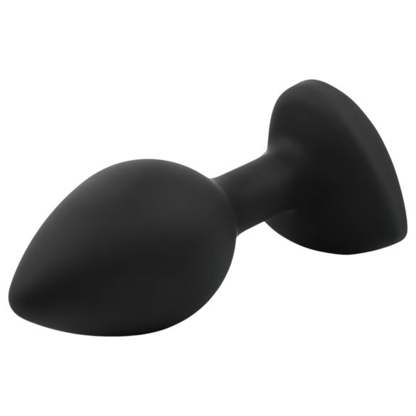 Sunfo - plug anal en silicone - bijou cœur pierre verte - noir