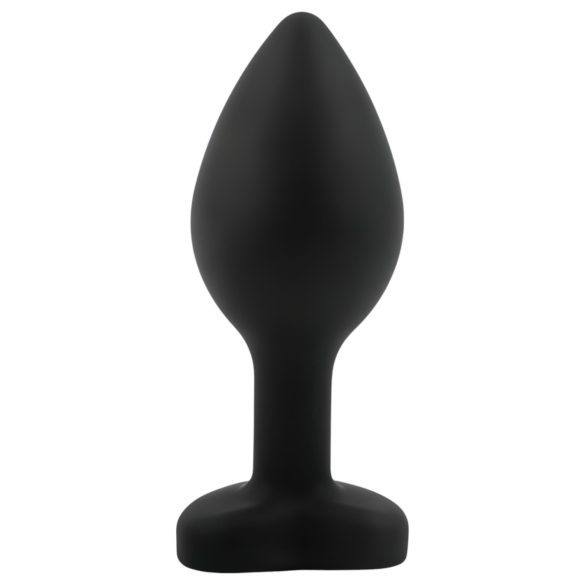 Sunfo - plug anal en silicone - bijou cœur pierre verte - noir