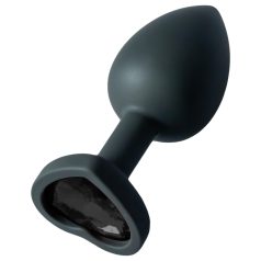 Sunfo - plug anal silicone cœur pierre noire - noir