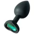 Sunfo - plug anal en silicone - pierre cœur vert foncé - noir