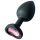 Sunfo - plug anal en silicone - bijou cœur pierre rose - noir