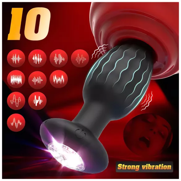 Desirel - Plug anal vibrant avec LED multicolore - contrôlé par application, 10 modes de vibration (noir)