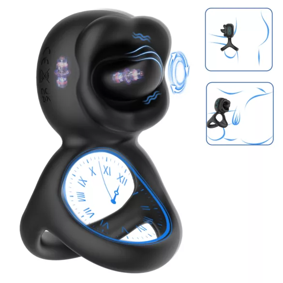 Biu-Biu - anneau pénis avec stimulateur clitoridien vibrant - silicone noir