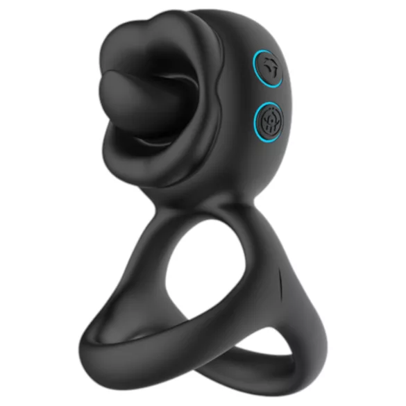 Biu-Biu - anneau pénis avec stimulateur clitoridien vibrant - silicone noir