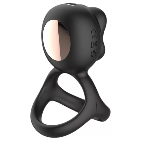 Biu-Biu - anneau pénis avec stimulateur clitoridien vibrant - silicone noir