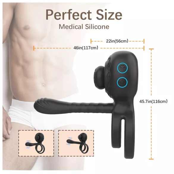 Biu-Biu - anneau pénien et vibromasseur couple - silicone noir