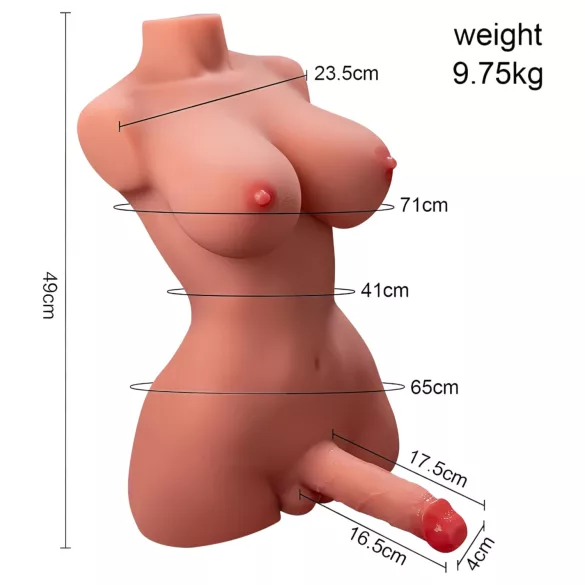 XISE Hermosa Lady Boy - torse réaliste vibrant avec fonction va-et-vient